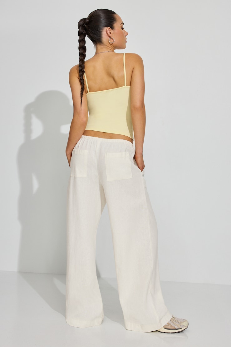 Millie Linen Pull-On Pants White - Image 4