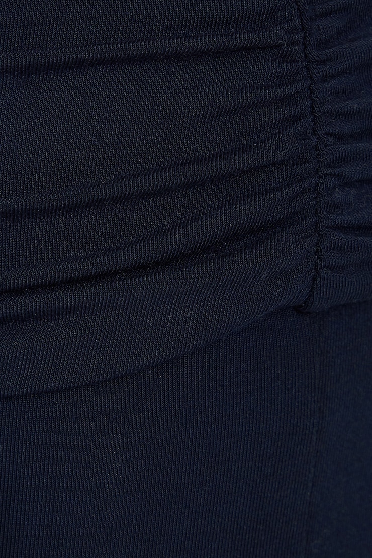 Fold Over Flare Knit Pants Navy - Image 4
