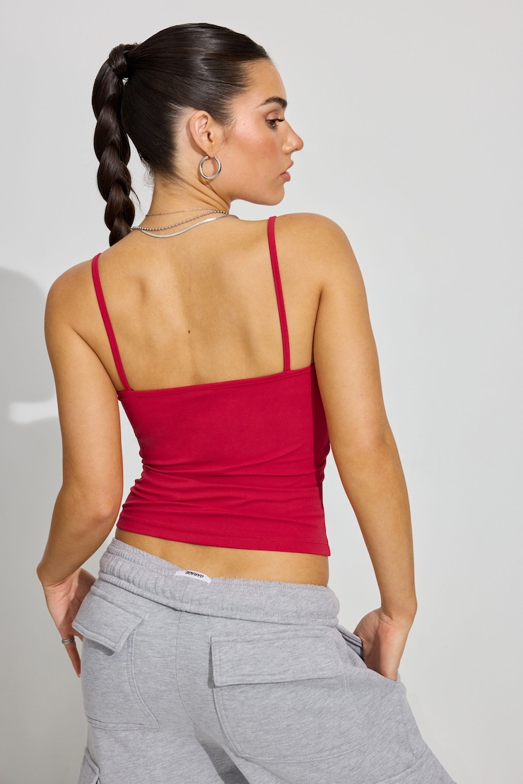 Sleek Scoop Cami Top Red - Image 7