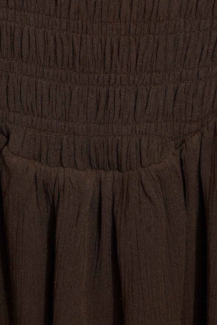 Kenzie Smocked Tiered Romper Brown - Image 7