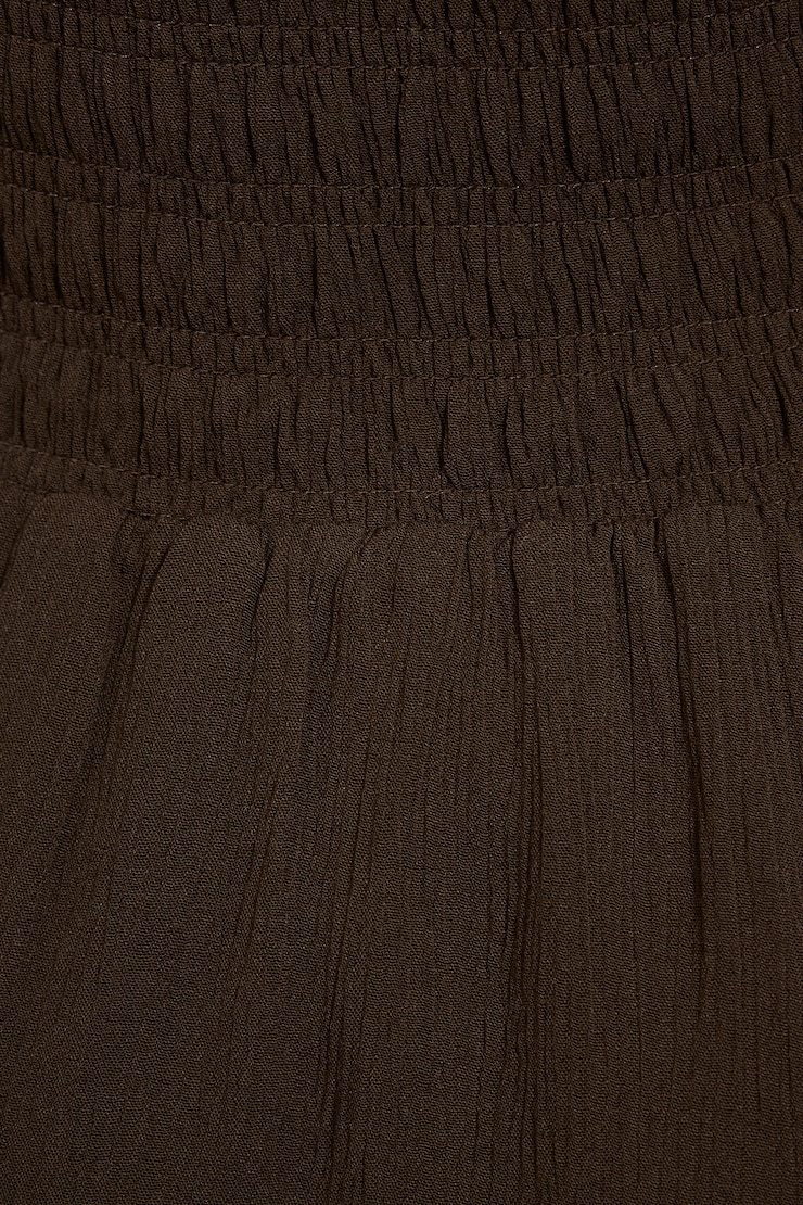 Ayla Halter Smocked Romper Dress Brown - Image 6