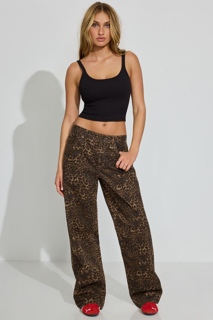 Low Rise Baggy Pants Brown