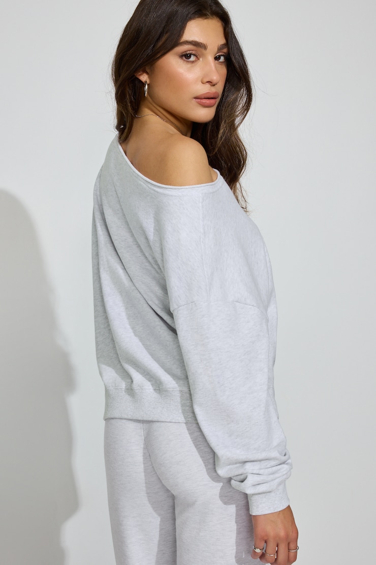 SoftTerry Off Shoulder Sweatshirt GREYS - Image 4