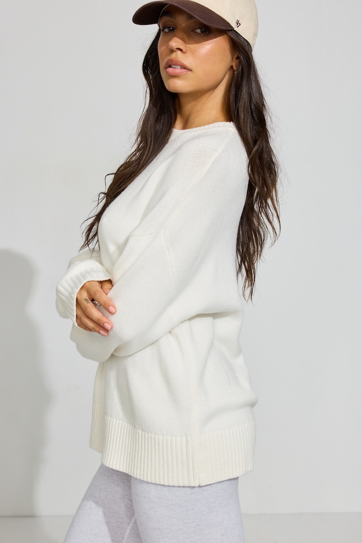 Roxy Long Sleeve Supersoft Crewneck Sweater White - Image 3