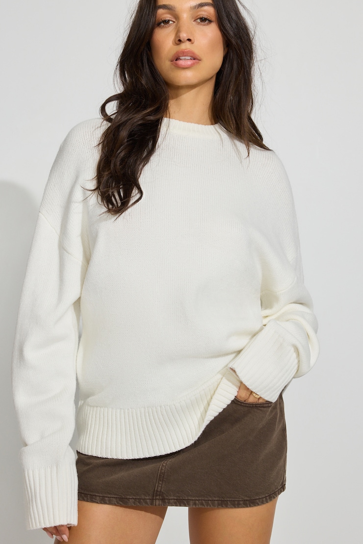 Roxy Long Sleeve Supersoft Crewneck Sweater White - Image 5