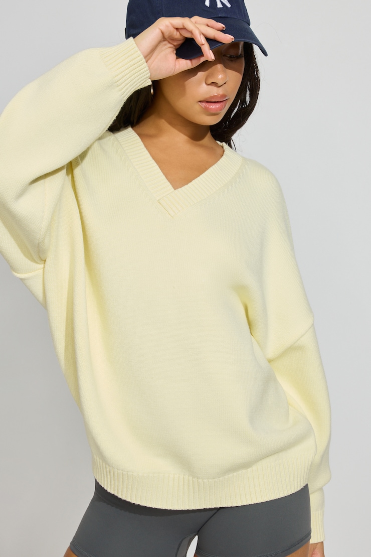 V-Neck Oversized Sweater Yellow
