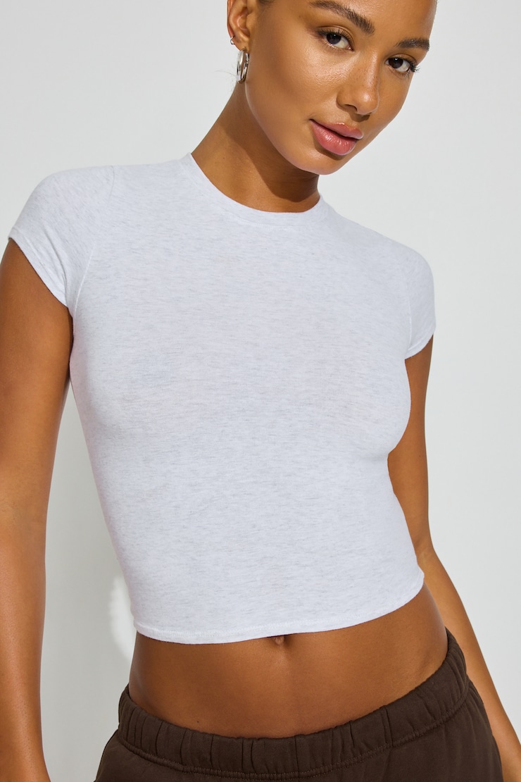SuperSoft Crewneck Cropped T-Shirt Gray - Image 3