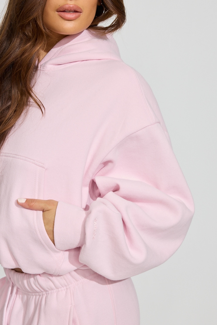 UltraFleece Clean Cropped Bubble Hoodie Pink - Image 3