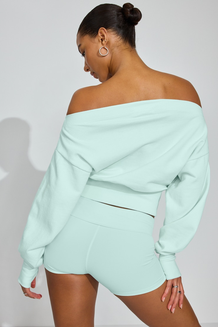 SoftTerry Rib Off Shoulder Sweater Blue - Image 3