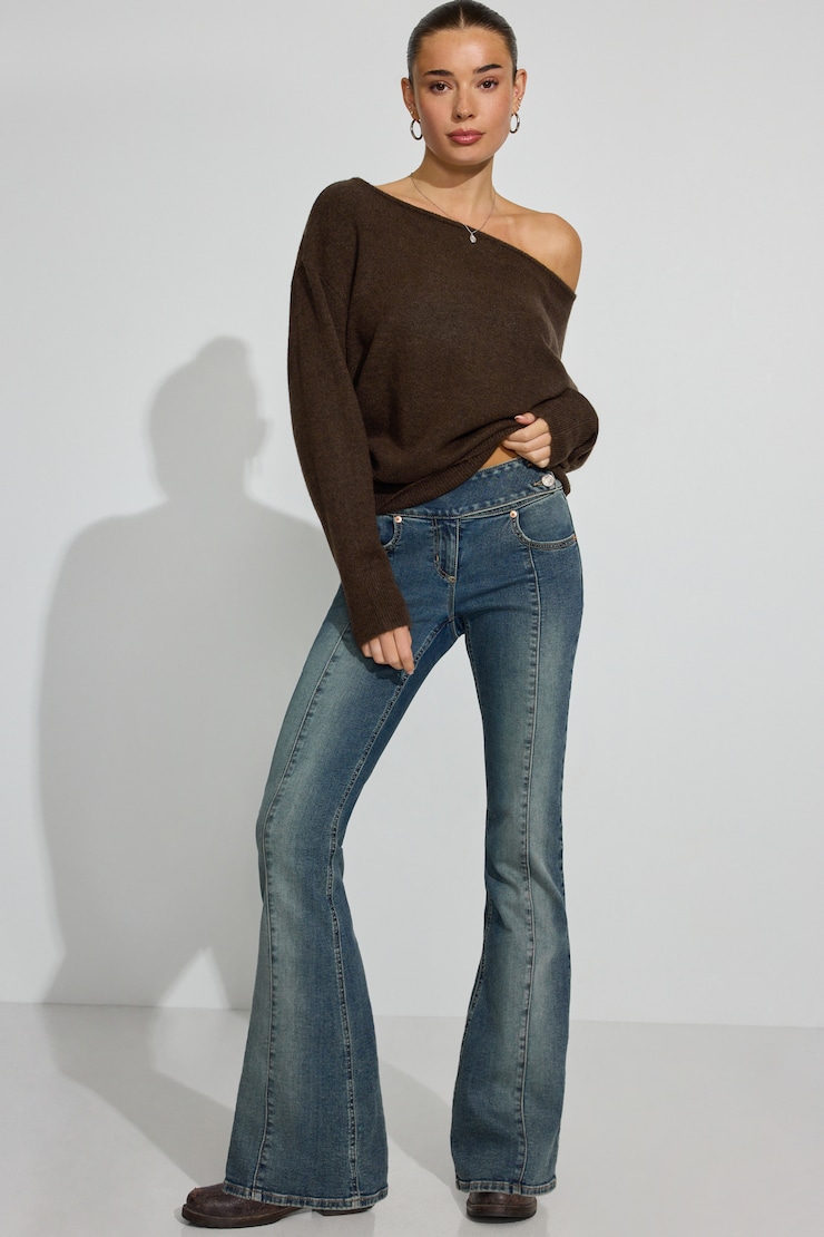 Rory Relaxed Off Shoulder Sweater Brown - Image 2