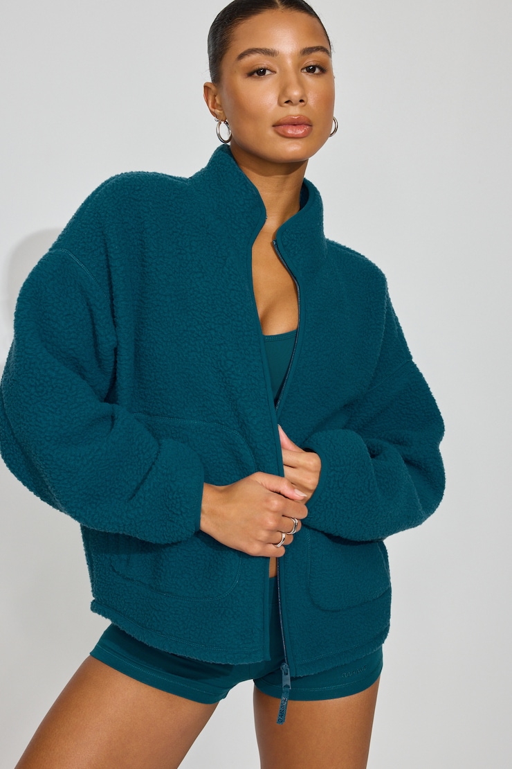 Sherpa Fleece Full Zip Jacket Blue