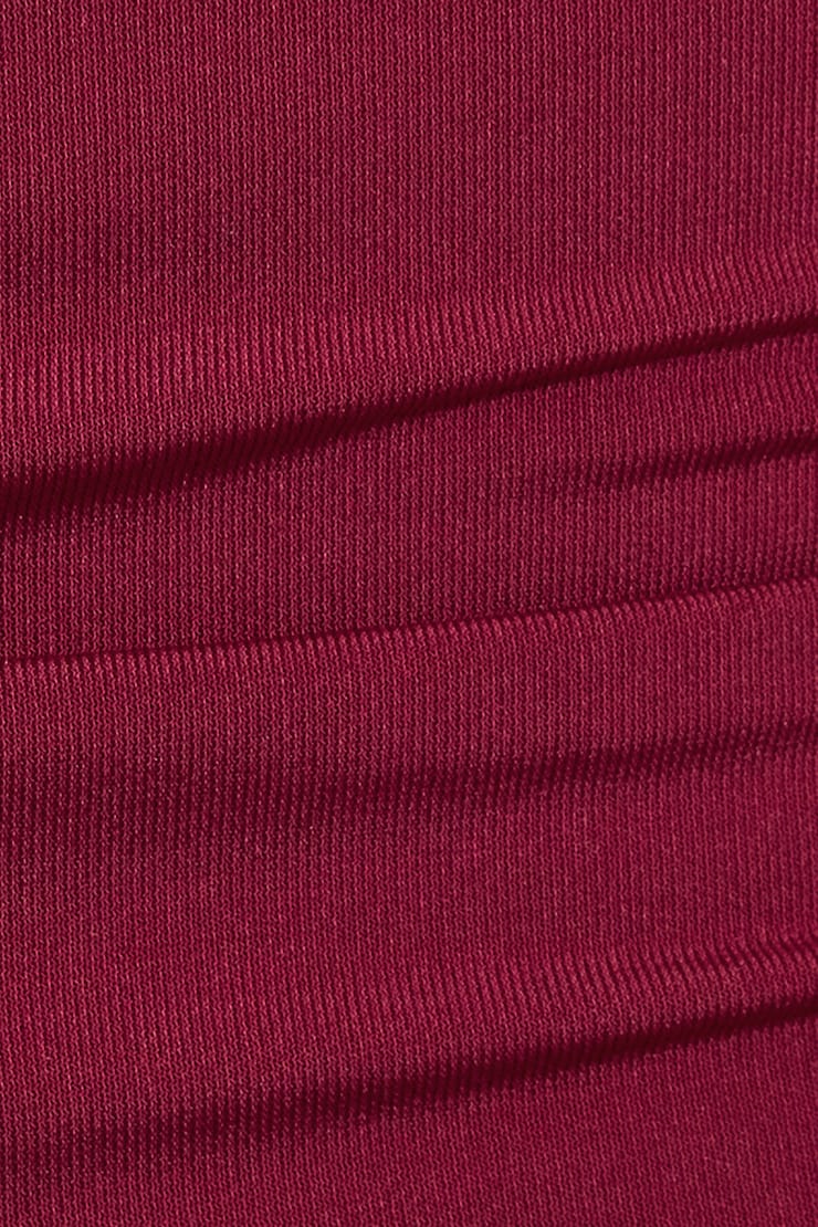 Shirred Low Back Halter Top Burgundy - Image 4