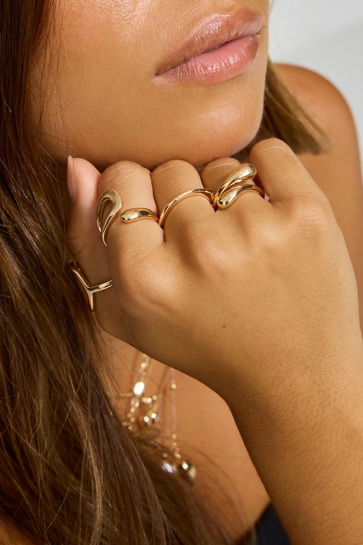 Set of 4 Open Shaped Rings Yellow - Image 2