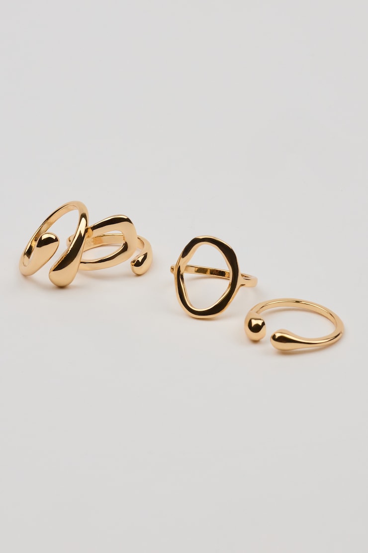 Set of 4 Open Shaped Rings Yellow - Image 3