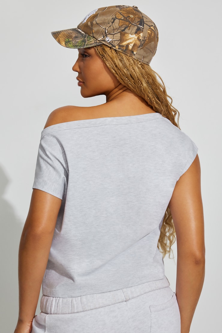 Wide Asymmetric T-Shirt Gray - Image 3