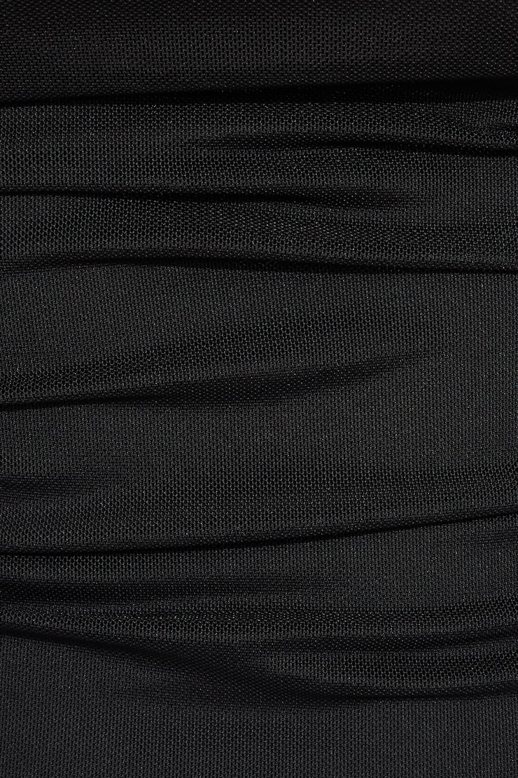 Mesh Ruched Tube Top Black - Image 4