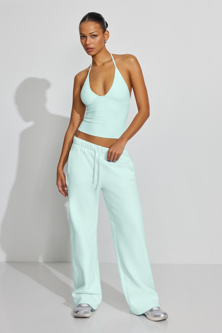 Sleek Plunge Halter Top Blue - Image 4